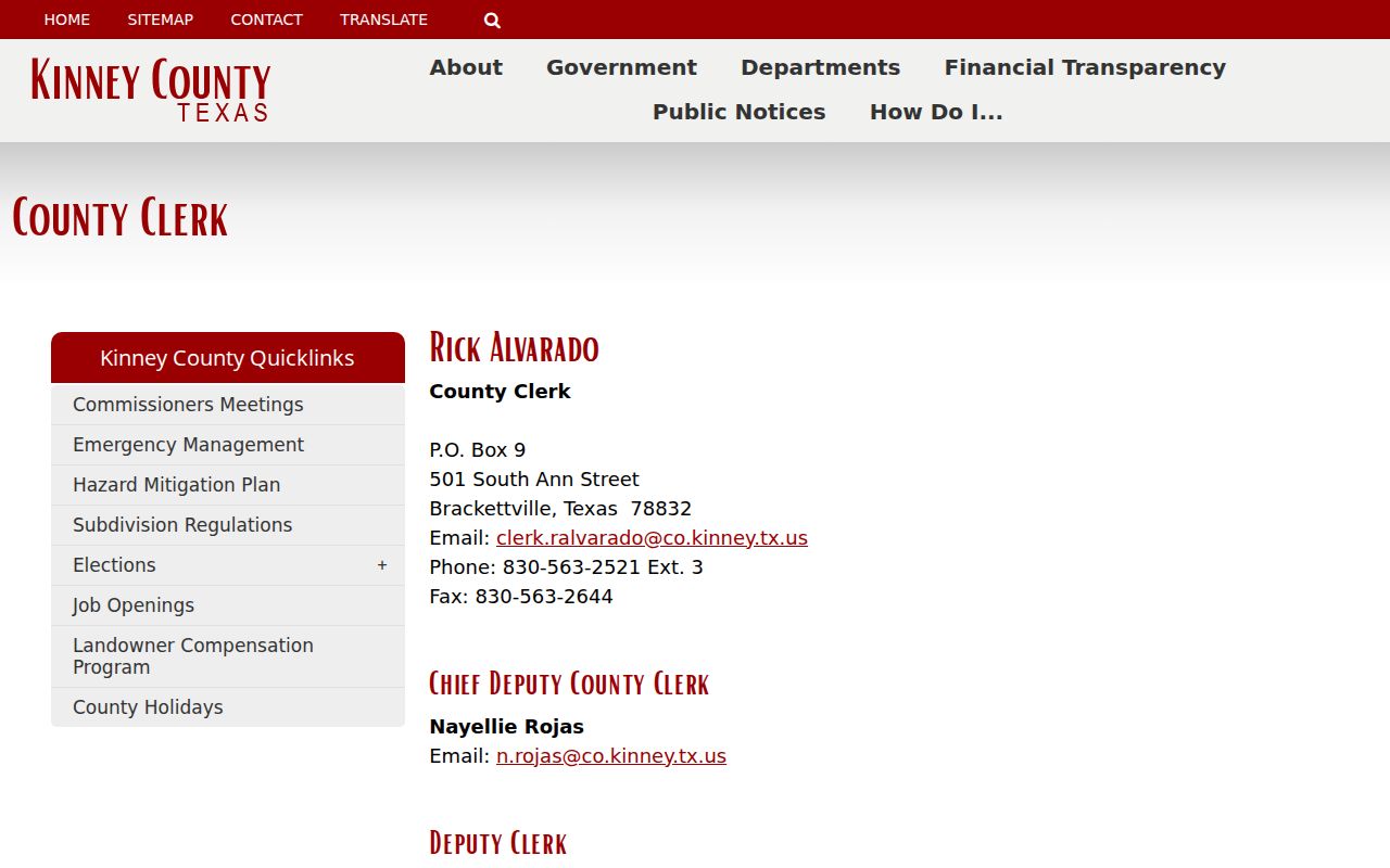 Kinney County criminal court case contact and clerk payment methods