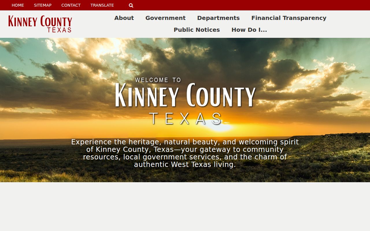Kinney County criminal history access on the official county homepage