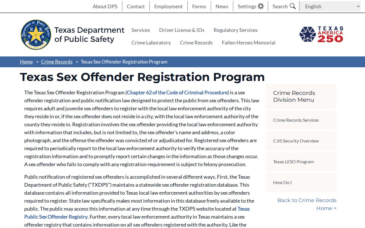 Kinney County sex offender registration program explanation